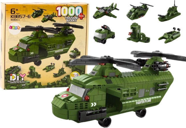 Hélicoptère militaire vert – kit de construction 1000 pièces