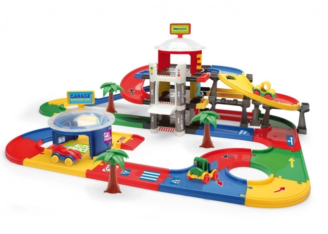 Mega garage 3 verdiepingen plastic 7,4m + 3 auto's in doos 79x53x14cm Wader