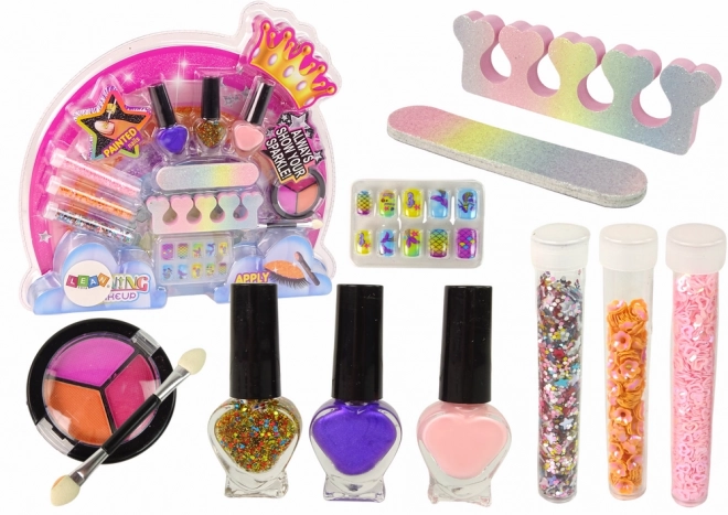 Regenbogen-Set zur Schminke und Nageldekoration