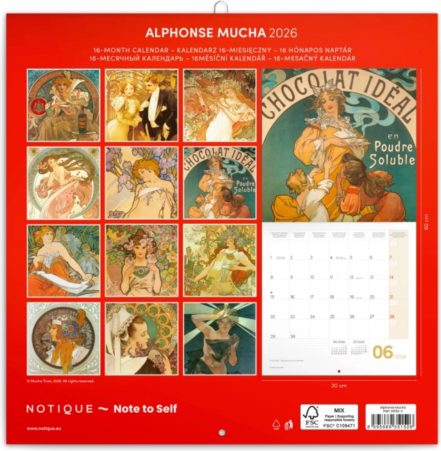 Note Calendar Alfons Mucha 2026