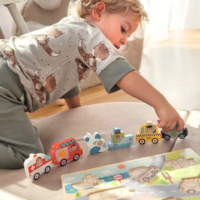 Houten puzzel Montessori stad