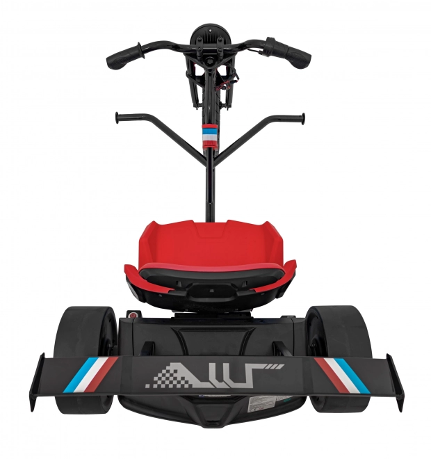 Kinderrit op driftende fiets rood