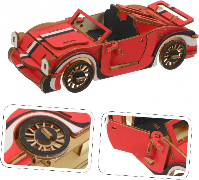 Woodcraft Houten 3D-puzzel Rode Cabriolet
