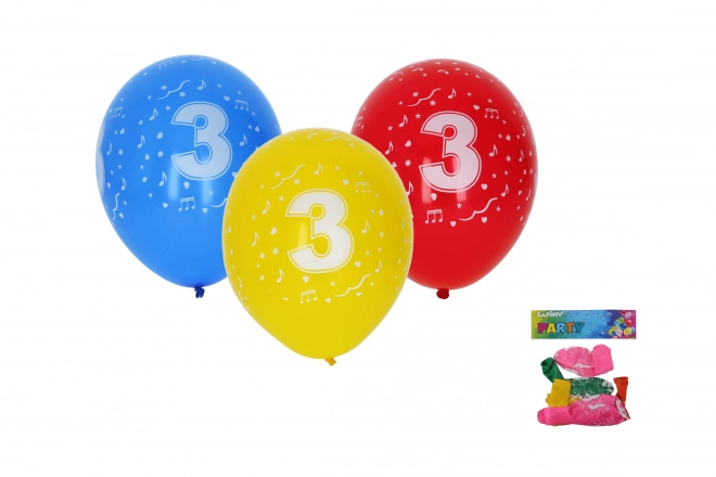 Set van gekleurde opblaasballonnen met nummer 3