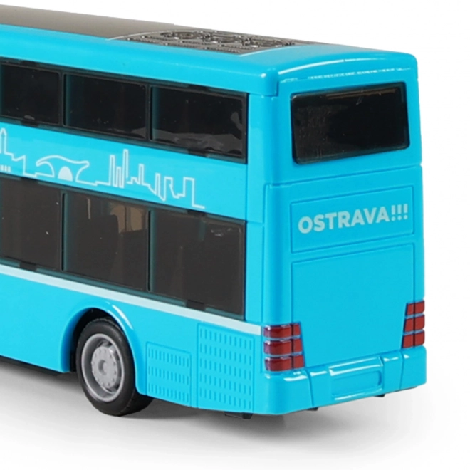 Dubbeldekker speelgoedbus blauw 20 cm