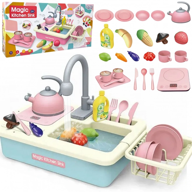 Children's Dishwashing Sink with Accessories - Blue