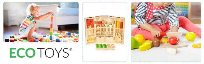 Houten gereedschap in werkplaatsbox, set XXL ECOTOYS