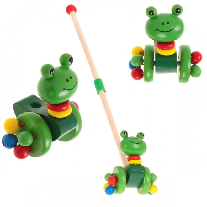 Houten kikker op stok