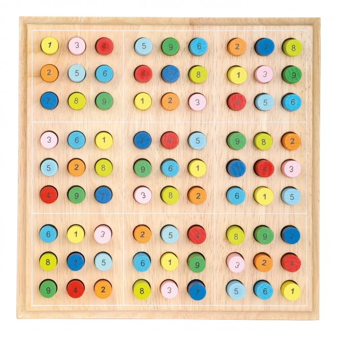 Houten sudoku met kleurrijke staafjes