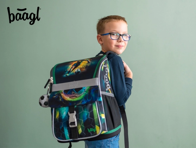baagl set scolaire zippy joueur de football – cartable, trousse et sac