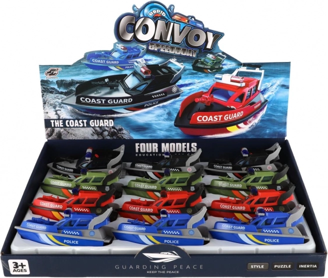 Plastic reddingsboot op traagheidsmotor 14 cm