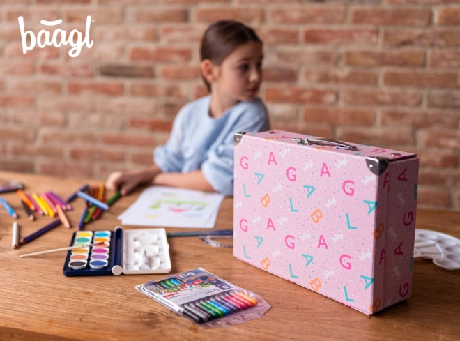 BAAGL Opvouwbare Schoolkoffer Logo - roze met metalen hoeken