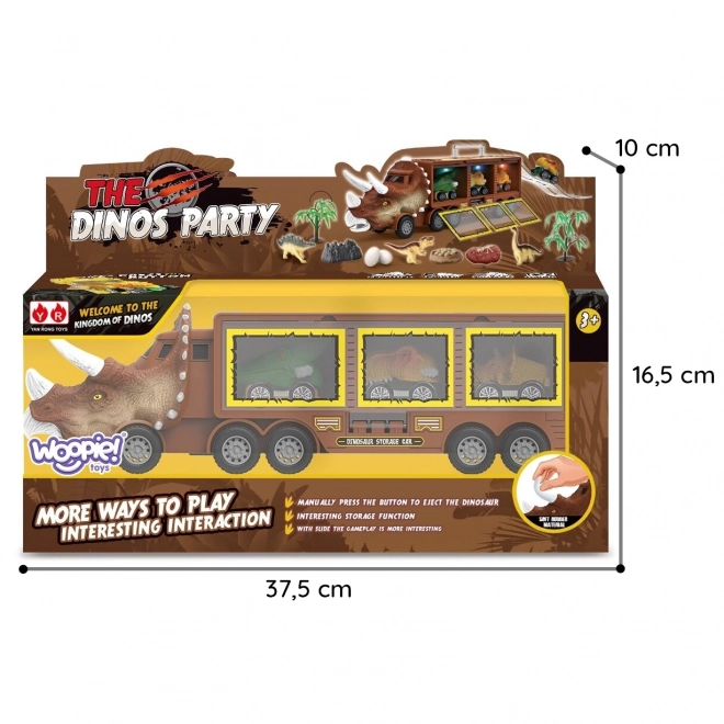 Dinosaurier-Lkw mit Werfer und Autos
