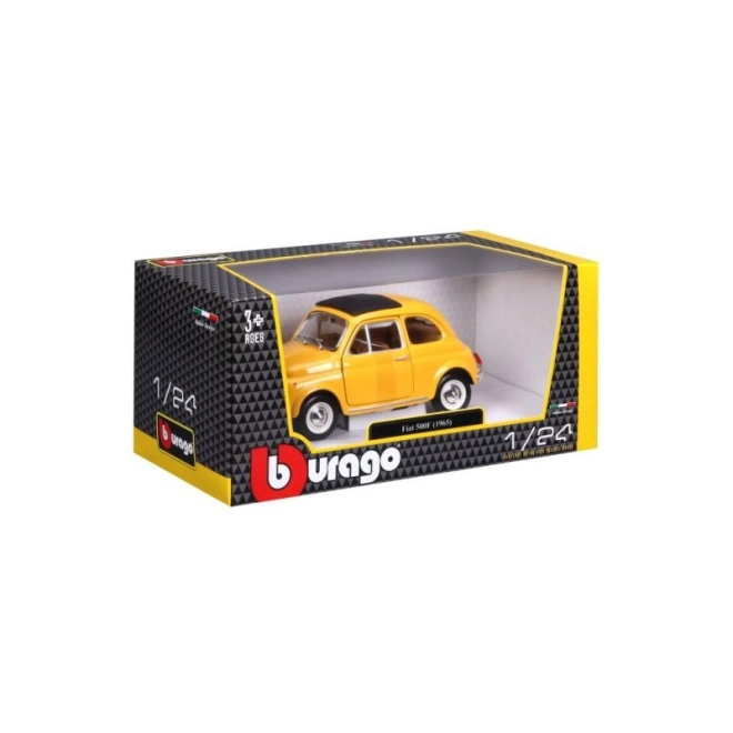 Modèle Bburago voiture Fiat 500 F 1965 jaune 1:24