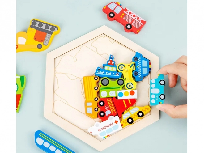 Houten puzzel voertuigen