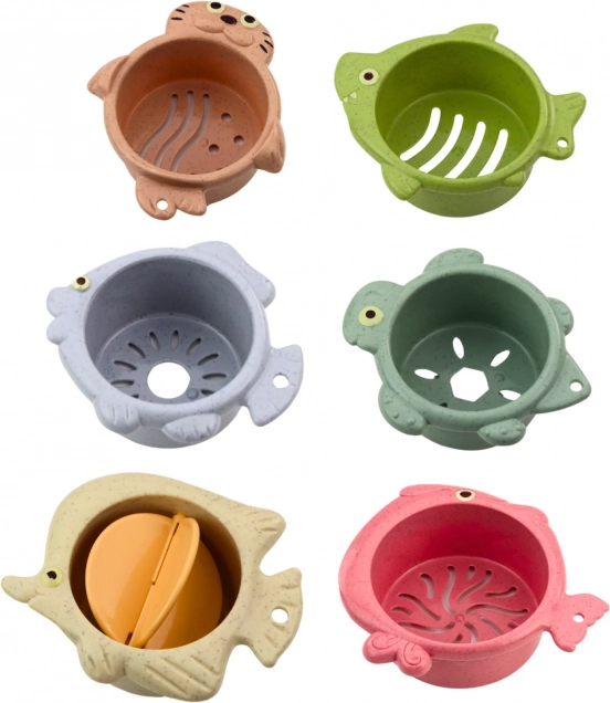 Bunte Stapelbecher zum Baden 2in1, Pastell, 6 Stk.