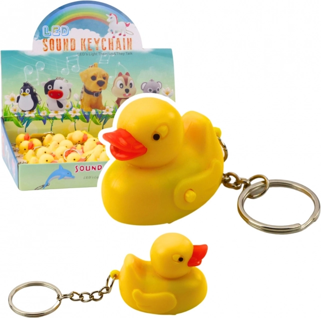 Duck keychain with LED light and sound – yellow