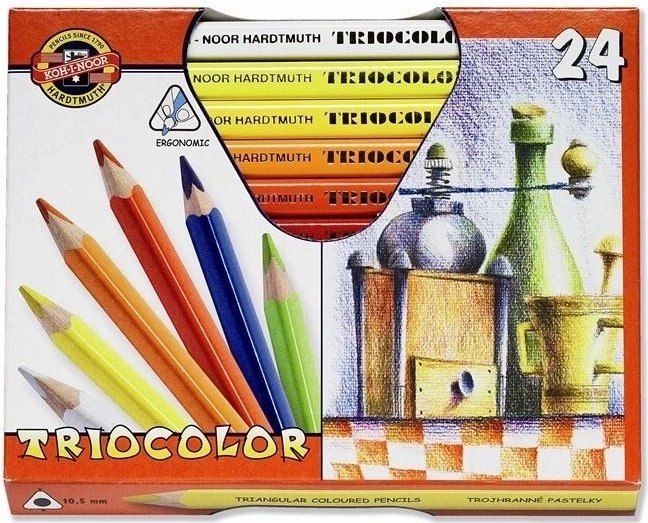Driekantige sterke kleurpotloden KOH‑I‑NOOR Triocolor 24 stuks