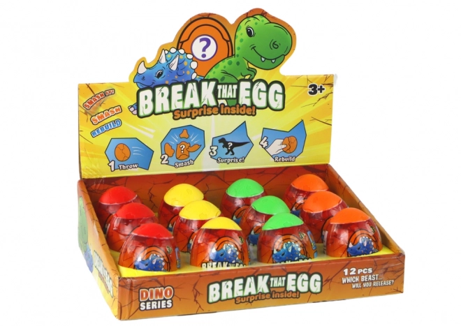 Magische knallende dinosaurus in eierschaal 4 kleuren 6 cm