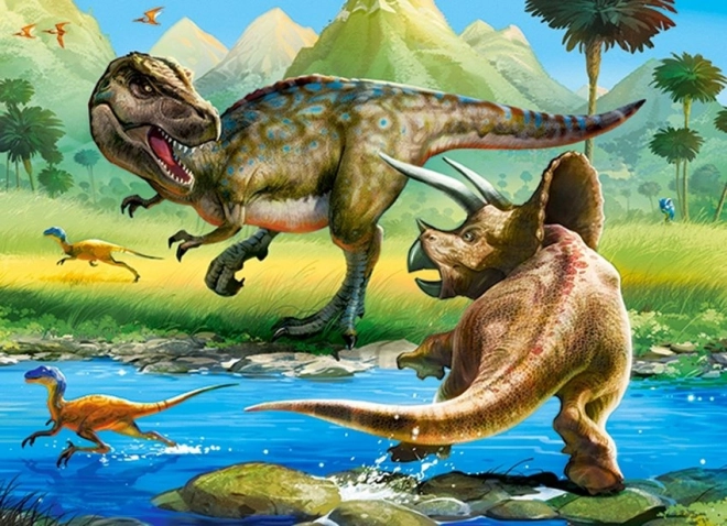 Puzzle Tyrannosaurus vs Triceratops 70 pièces