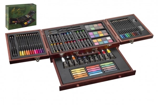 Schilderkit - Art box creatieve set 103 stuks in houten koffer in doos 39x27x9cm