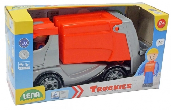 Auto Truckies vuilniswagen kunststof 25cm met figuur in doos 24m+