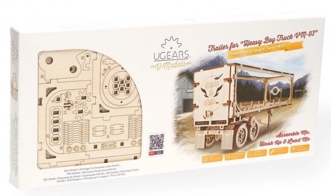 Ugears 3D puzzel - Trailer voor zware jongen vrachtwagen VM 03 - 138 stukjes