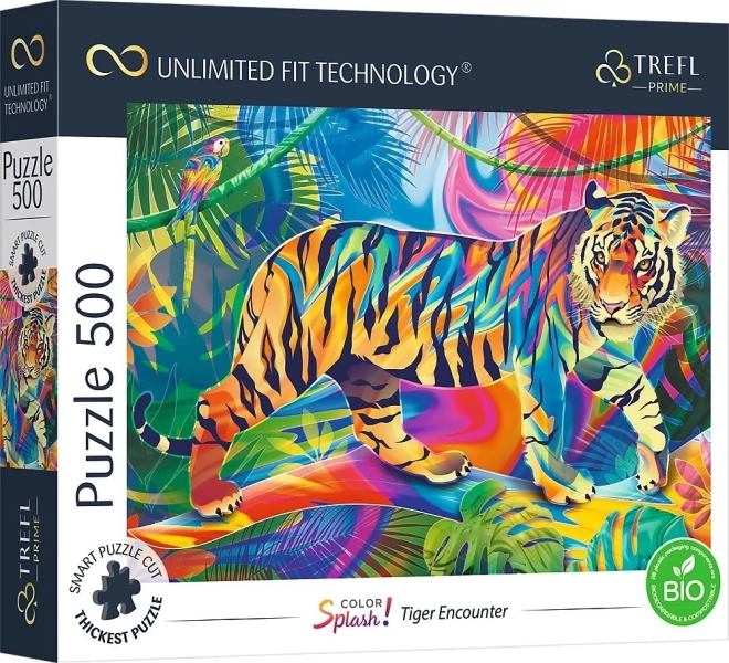 Puzzel TREFL UFT Color Splash: ontmoeting met een tijger 500 stukjes