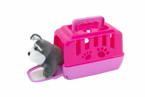 Dierenvriendje hondje pluche in draagbare doos plastic 15cm gemengde kleuren 12 stuks in doos