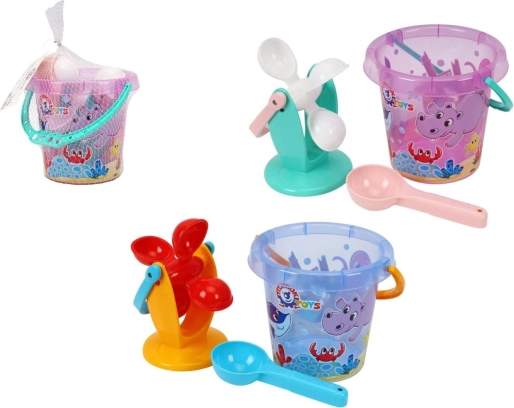 Plastic sand and water set with bucket and mill in net 17 × 16 cm