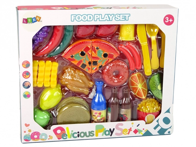 Set van 30 stuks plastic voedsel met fruit en friet