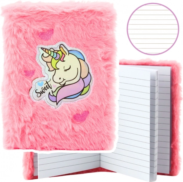 Pluche notitieboek Eenhoorn holografisch roze A6 80 pagina’s