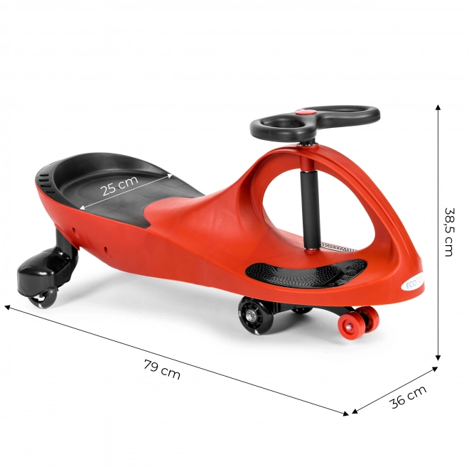 Ride-On Wiggle Car with LED Wheels by Ecotoys - Red