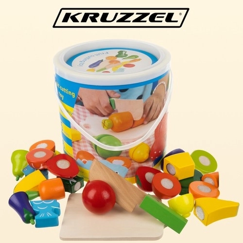 Houten fruit en groenten om te snijden