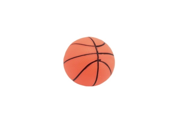 Bal basketbal rubber 8,5cm in net, mogelijkheid tot 5 kleuren