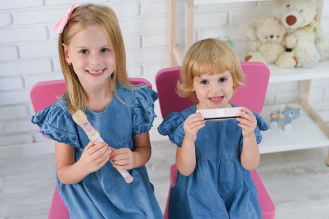 Roze mondharmonica voor kinderen met decor