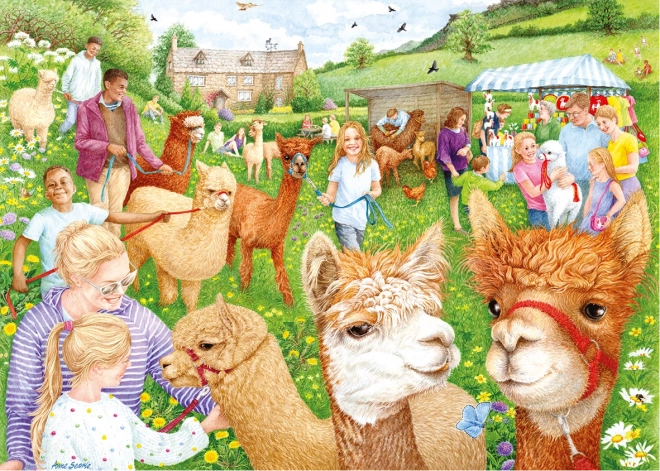 Falcon Puzzle Farm mit Alpakas 1000 Teile