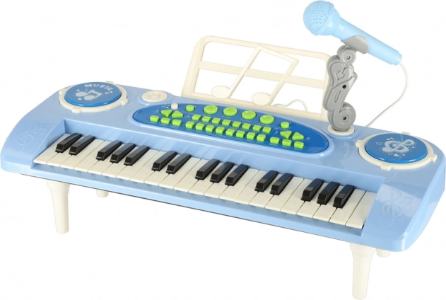 Interactief kindertoetsenbord met microfoon - blauw