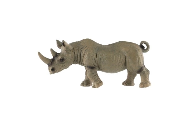 Neushoorn met twee hoorns van plastic 14 cm in zakje