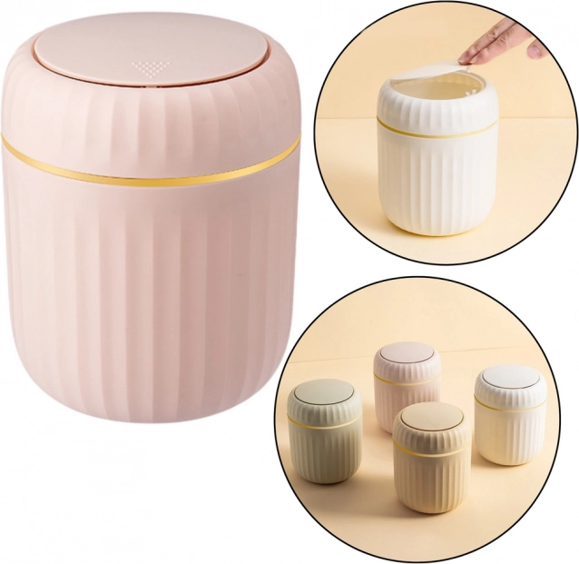 Mini poubelle avec couvercle ouvrant, rose