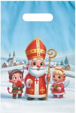 Sac en plastique avec motif de Saint-Nicolas 20 × 30 cm