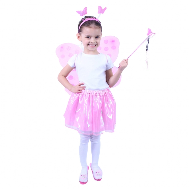 Vlinderkostuum met roze vleugels en accessoires