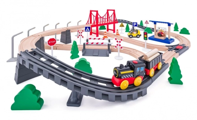 Woody Treinbaan met elektrische locomotief - 80 delen