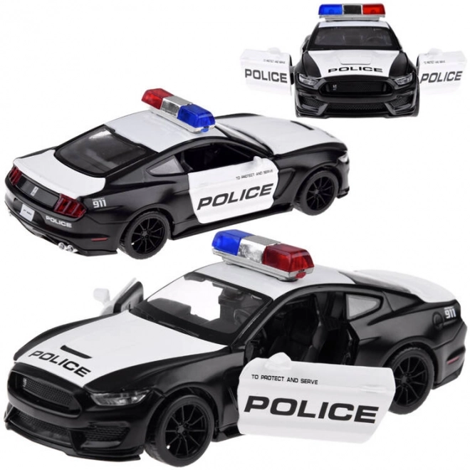 Metalen politieauto Ford Shelby GT350 op schaal 1:32 met zwaailichteffecten