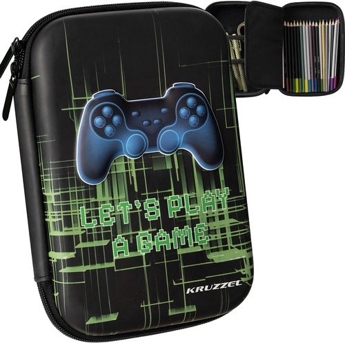 Uitklapbare schooletui met 3D gamepad-motief