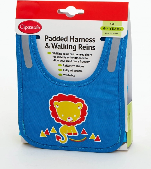 Kinderharnas met padding, Blauw - Leeuw