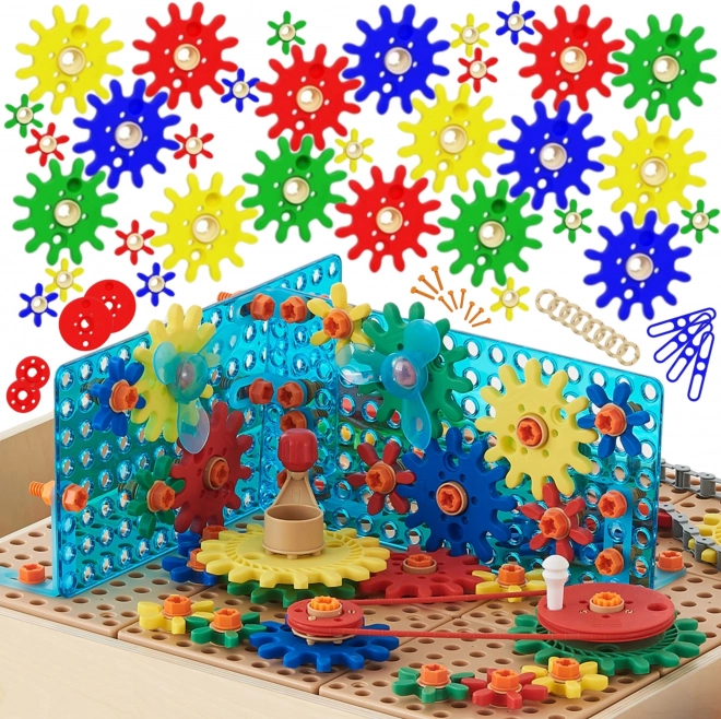 MASTERKIDZ STEM Gear and Pulley Set, 198 pieces