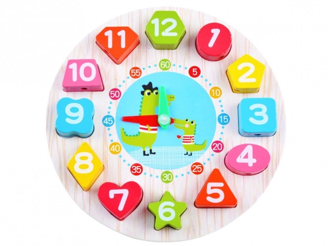 Houten educatieve klok met sorteerder