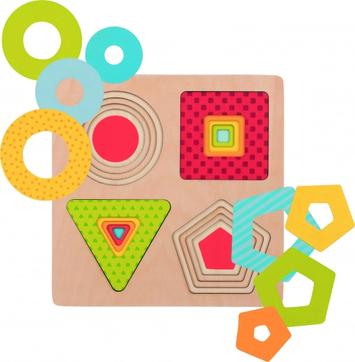 Goki puzzle à encastrer multicouche formes géométriques 4‑en‑1