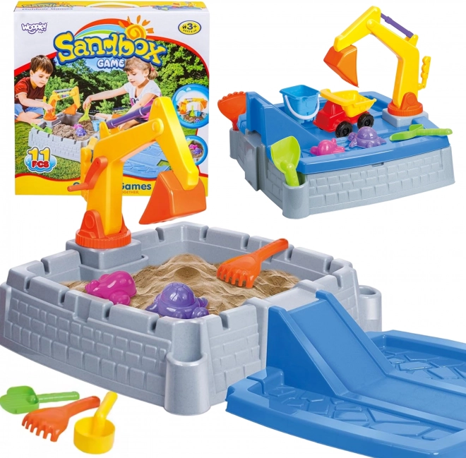Draagbare zandbak WOOPIE Kasteel met 9 accessoires